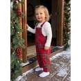 thumbnail image 4 of Cjfdfy Toddler Baby Boy Girl Christmas Overalls Outfit Plaid Print Adjustable Straps Sleeveless Jumpsuits Infant Cute My First Christmas Fall Winter Clothes 0-3Y, 4 of 9