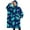 DarkBlue Cartoon Dinosaurs, variant on Oversized Wearable Blanket Hoodie,DarkBlue Cartoon Dinosaurs Pattern Sherpa Blanket Hoodie with Super Pockets,Super Warm Fuzzy Pullover for Women & Men
