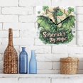 thumbnail image 3 of WOBOGO Stpatricks Day Green Ceratopsian Wall Clock 7.78 Inch Battery Operated Silent Unit Square Rustic Vintage Style for Home Bedroom Office Black Pointer, 3 of 8