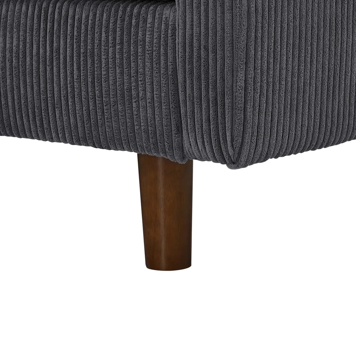 L-Shaped Sectional Sofa Couch for Living Room,Modern Corduroy Upholstered with Wooden Legs & Pillows,Deep Seat,Dark Gray