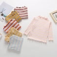 thumbnail image 7 of YDFCWXW Toddler Baby Girls Striped Long Sleeve T-Shirt Lettuce Trim Ribbed Knit Pullover Blouse Top (Brick Red, 1-2 Years), 7 of 7