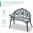 thumbnail image 2 of Outdoor Bench, Antique Floral Cast Aluminum with Back & Armrests | Steel | Lattice Back, 2 of 7