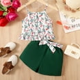 thumbnail image 2 of PatPat 2pcs Kid Girl Floral & Butterfly Print Ruffle Hem Cami Top and Belted Shorts Set, 2 of 5