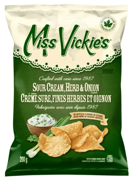 Miss Vickie's Sour Cream, Herb & Onion Kettle Cooked Potato Chips, 200g (4 Pack)