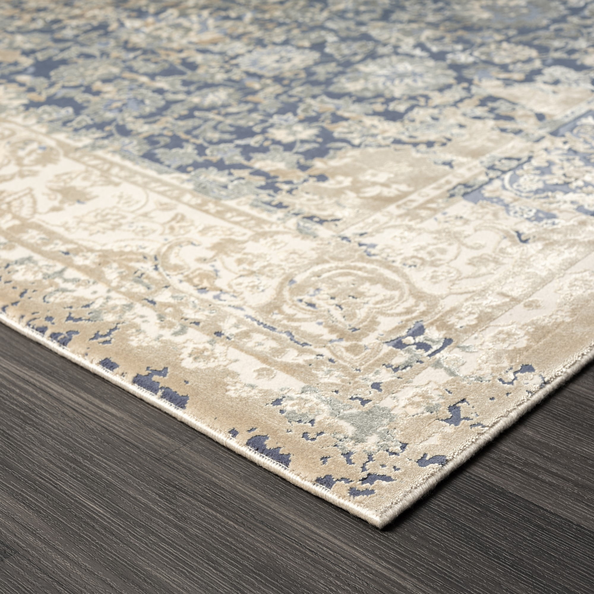 Ox Bay Dallas 2' x 7' Blue Floral Premium Ultra-Soft Indoor Area Rug