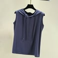 thumbnail image 2 of Womens Tops Short Sleeve Summer Sleeveless Hooded Tank Top T Shirt Athletic Relaxed Breathable Fashion Clothes Blouses Dressy Casual Women, 2 of 7