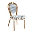 thumbnail image 2 of Emma + Oliver Indoor/Outdoor Stacking Thonet Bistro Style Chair with White & Navy PE Rattan Seat and Natural Bamboo Finished Metal Frame, 2 of 14