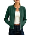 thumbnail image 2 of Women's Waterproof Jackets Women's Solid Color Crew Neck Ribbed Raglan Sleeve Zip-Up Jacket Casual Outerwear Green Xl, 2 of 9