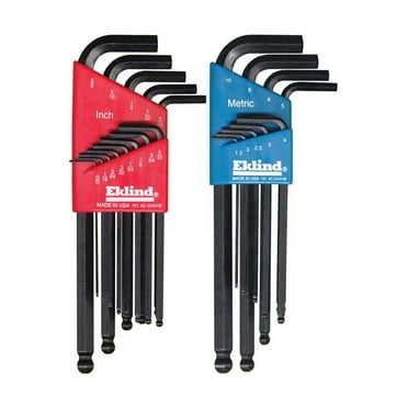 Eklind Tool Ball-Hex-L Assorted Metric and SAE Long Arm Hex L-Key Set Multi-Size in. 22 pc.