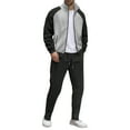 thumbnail image 2 of Yusimy Men's Casual Long Sleeve Two Piece Set, Color Block Zip-Up Stand Collar Cardigan & Round Neck Shirt with Elastic Waist Drawstring, 2 of 5