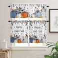 thumbnail image 2 of Thanksgiving 3 Piece Kitchen Curtains Tiers and Valances Set, Fall Orange Pumpkin Maple Leaves Sunflower Vintage Beige Rod Pocket Short Window Tiers Curtains Panel and Valance for Cafe Bathroom, 2 of 6