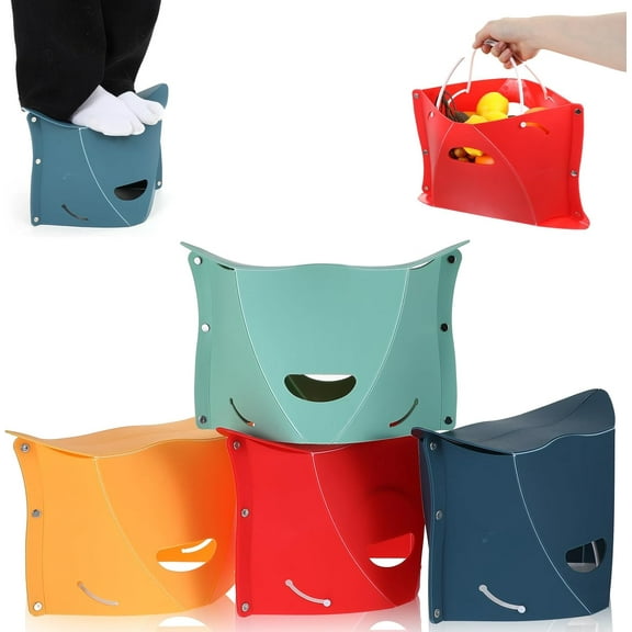 4Pcs Airplane Foot Rest for Long Flight, Lightweight RV Collapsible Stool for Camping, Multifunction Step Stool with Handbag Function for Outdoor Camping & Home & Office(Multicolor) Multicolor