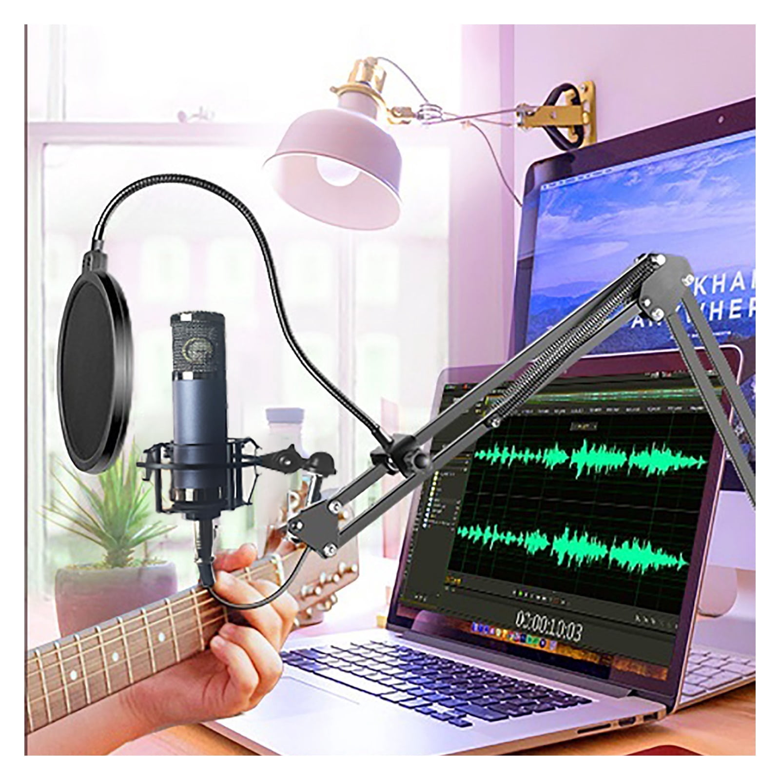 Professional Audio 2 In 2 Out USB Audio Interface Recording Sound Card With Large Diaphragm Recording Mic