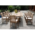 thumbnail image 4 of Teak Dining Set:10 Seater 11 Pc - Large 117" Mas Rectangle Table (Trestle Leg) And 10 Mas Stacking Arm Chairs Outdoor Patio Grade-A Teak Wood WholesaleTeak #WMDSMSh, 4 of 4