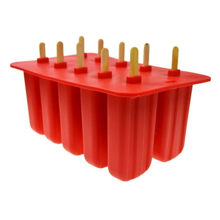 Flexible Silicon Mold - 10-hole Silicone Ice Cream Mould Frozen Maker Tools Ice Cream Tray Mold Old Popsicle Silica Gel Ice Cream Mould White/Pink/Red