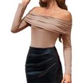 thumbnail image 2 of Women's Off The Shoulder Tops Long Sleeve Slim Fitted Y2K Sexy Going Out Nightout Blouse Shirts, 2 of 6