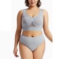 thumbnail image 3 of GlTpooo Women's Two Piece Plus Size Breathable Cool Liftup Air Bras With Slim Fit Seamless Thongs Sport Workout Active Set Gray M, 3 of 3