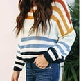 thumbnail image 7 of IROINNID Reduced Womens Sweater Round Neckline Pullover Sweater Stripes Loose Mid-Length Long Sleeve Knit Sweater, 7 of 7