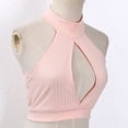 thumbnail image 3 of Sunisery Women Summer Sleeveless Solid Color Hollow Out Turtleneck Crop Tops, 3 of 6