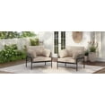 thumbnail image 3 of Set of 2 Beige 36 Inch Iron Lounge Chairs with Rope Weave Back and Plush Cushions for Indoor Outdoor Use, 3 of 9