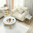 thumbnail image 5 of GVN Coffee Tables,3-Piece Coffee Table Set Round Coffee Table and 2PCS Square End Tables-White and Gold, 5 of 13