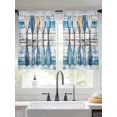 thumbnail image 3 of Lake Paddle Striped Semi Sheer Curtains 54 Inch Length 2 Panels Set, Watercolor Vintage Wood Grain Sheer Kitchen Curtain Privacy Voile Window Curtain for Living Room Bedroom Rod Pocket Drapes, 3 of 7