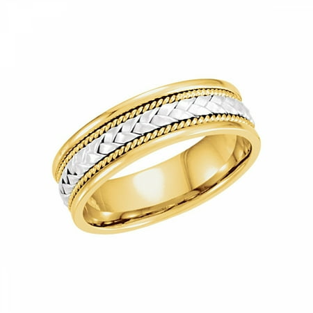 - 14kt White & Yellow 6.75mm Hand-Woven Band Size 10 50636 / 14Kt White/Yellow / 10.00 / 06.75 Mm / Hand Woven Band
