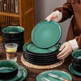 thumbnail image 3 of MALACASA 18 Piece Ceramic Dinnerware Set, Microwave and Dishwasher Safe, Stackable Plates and Bowls sets Service for 6, Green, 3 of 10