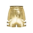 thumbnail image 3 of Zaldita Women's Metallic Shorts Yoga Shiny Sparkly Cutout with Metal Buckles Hot Short Pants Gold XL, 3 of 5