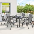 thumbnail image 2 of Outsunny Outdoor Dining Set for 6 with Stackable Chairs, Light Grey, 2 of 10