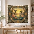 thumbnail image 5 of Hummingbirds Over Lotus Pond in a Tranquil Setting, Romantic Vintage for Nature Lovers, Ornate Botanical Wall Decor, Birthday Gift, Tapestry Wall Hanging for Bedroom and Living Room, 5 of 7
