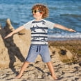 thumbnail image 3 of FORMRS Boys Rash Guard Short Sleeves Swim Shirt Quick Dry UPF 50+ Sun Protection, Sizes 3-12T, Light Sharks, 3 of 6