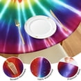 thumbnail image 4 of Colorful Rainbow Tie Dye Spiral Pattern Round Fitted Tablecloth with Elastic Edge,Dining Table Cover Waterproof,Outdoor Round Tablecloth for Camping,Dining,Indoor and Outdoor, 4 of 7