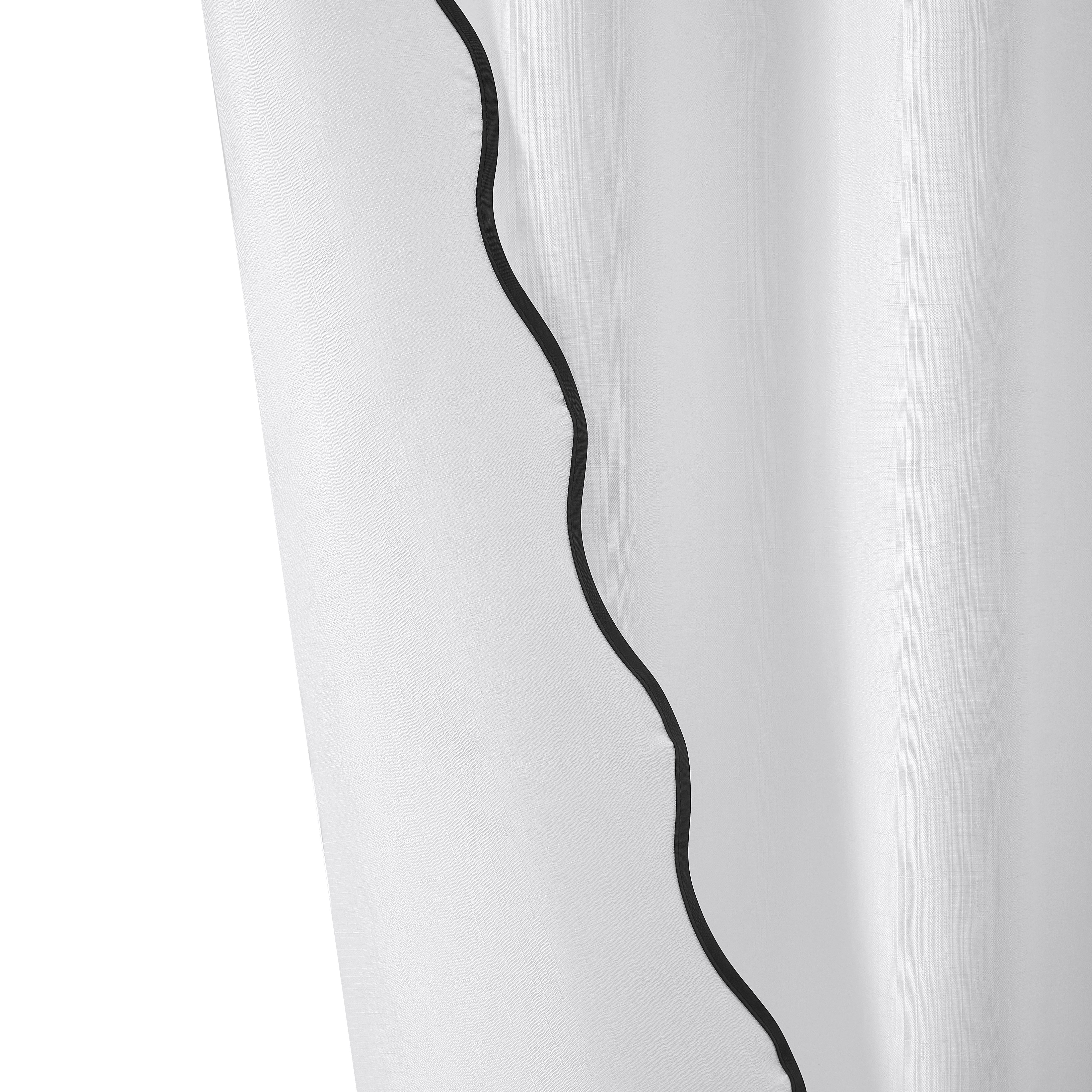 Mainstays 14 Piece Black and White Scallop Shower Curtain Set – 72" x 72" Faux Linen Fabric, Waterproof PEVA Liner & Metal Hooks, Machine Washable