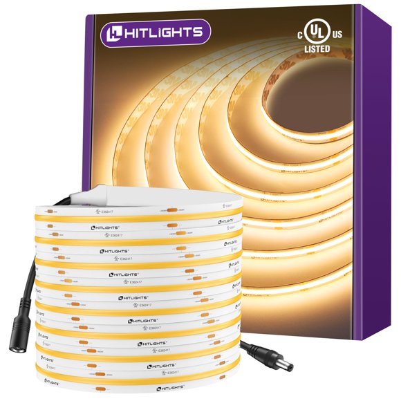 Tira de luces LED HitLights COB, luz blanca cálida, 3000 K, 5 m, 24 V