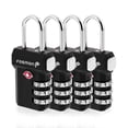thumbnail image 1 of Fosmon [TSA Accepted][4 PACK] Durable Sturdy 3 Digit Easy Reset Combination Open Alert Indicator Suitcase Backpack Luggage Locker Lock - Black, 1 of 8