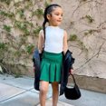 thumbnail image 4 of Sngxgn Toddler Girl Fall Clothes Solid Knitted Pullover Top A-Line Button Mini Skirt Set Girls 2Pcs Oufits(Green,100), 4 of 9