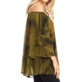 thumbnail image 3 of Sakkas Alania Watercolor Tie Dye Double Bell Sleeve Raglan Blouse - Olive / Beige - One Size Regular, 3 of 5