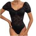 thumbnail image 1 of 2DXuixsh Womens Jumpsuit Women's Solid Color Mesh Stitching Lace Pattern Slim Fit Thin Texture All Purpose Inner Jumpsuit Black Size S, 1 of 8