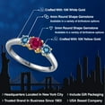 thumbnail image 2 of Gem Stone King 10K Two Tone Gold Red Created Ruby and Persian Blue Moissanite Engagement Ring for Women | 1.06 Cttw | Round 5MM | Gemstone July Birthstone | Size 9, 2 of 6
