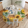 thumbnail image 3 of Vintage Sunflowers Honey Round Tablecloth 54 inches Daisy Blue Flower Bee Home Sweet Waterproof Oil-Proof Table Cloth Round Table Cover for Holiday Party Picnic Dinner Decor Indoor and Outdoor Use, 3 of 9
