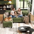 thumbnail image 2 of BedLuxury 84” Modular Sectional Sofa with Moveable Storage Ottoman, Cloud Couch Seats 4, Modern Living Room Furniture, Chenille Green, 2 of 11