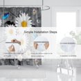 thumbnail image 2 of Floral Butterfly Grey Shower Curtains for Bathroom, White Daisy Farmhouse Rustic Shower Curtain, with 12 Hooks, Fabric Flower Bathroom Shower Curtains, 71x71inch, 2 of 6