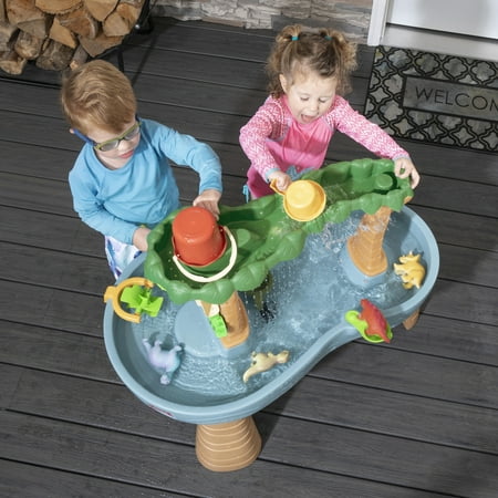 Step2 Dino Showers Gray Plastic Water Table for Toddlers with 13-piece Playset