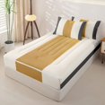 thumbnail image 2 of Homewish Modern Geometric Stripe Zipper Full Size Comforter Sets with Fitted Sheet and 2 Pillowcases,Gray Gold White Zipper Bedding Set,Light Gray Reversible,4pcs, 2 of 8