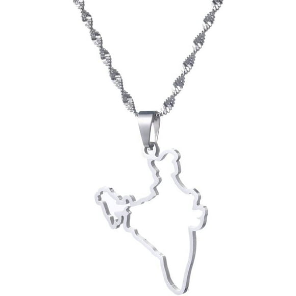 HAHDAXIA Outline India Map Pendant Necklaces Silver Gold Charms Indian Jewelry