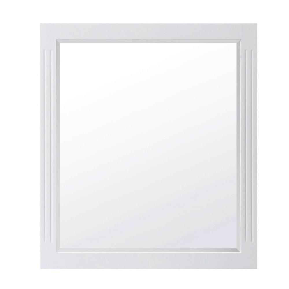 32" WOOD FRAMED MIRROR IN WHITE FINISH (32" W x 36" H)