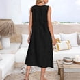 thumbnail image 2 of Linen Midi Dresses for Women Crew Neck Sleeveless Dress with Pockets 2026 Summer Beach Dresses Cover Ups Loose Fit Casual Spring Sundress Travel Vacation Outfits, 2 of 3