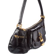 Chloé Logo 99 Patent Shoulder Bag, Black