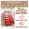 thumbnail image 4 of Rolling Cart with 15 Drawers, Rolling Drawer Organizer Cart w/Lockable Wheels, Removable & 2-Sized Storage Drawers, Art Cart for School Home Art Supplies File Scrapbook (Mixed Pink), 4 of 9
